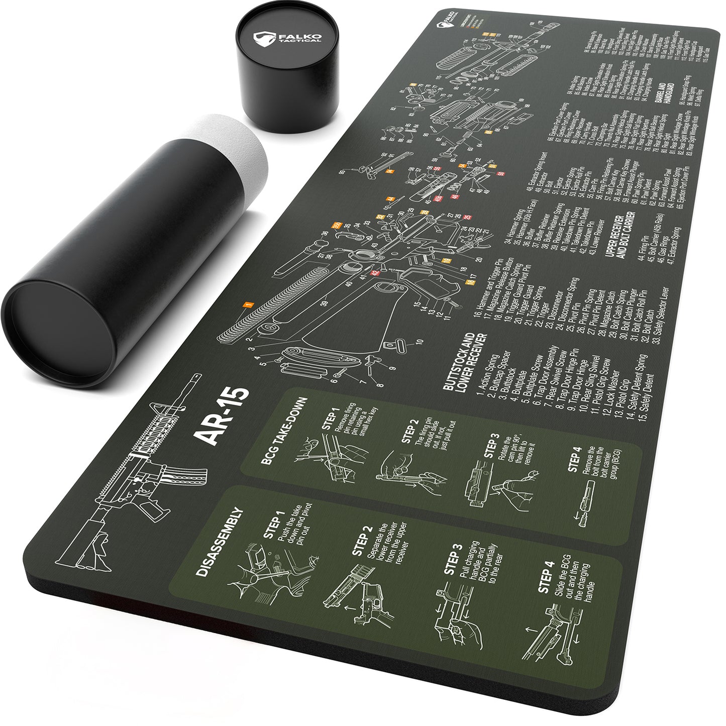 AR-15 Gun Cleaning Mat with Diagram
