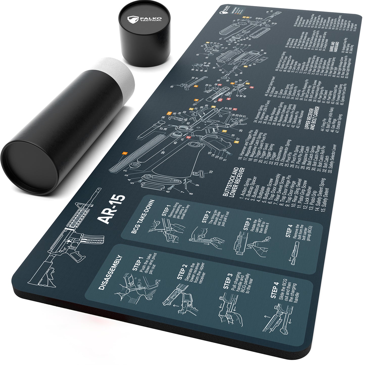 AR-15 Gun Cleaning Mat with Diagram