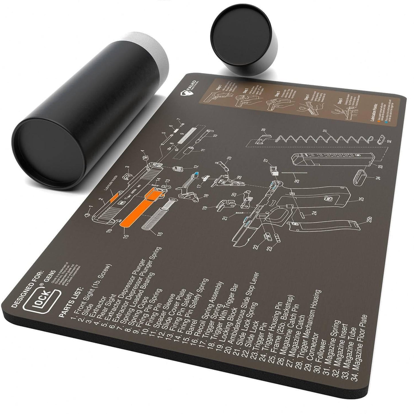 Glock Gun Cleaning Mat with Diagram