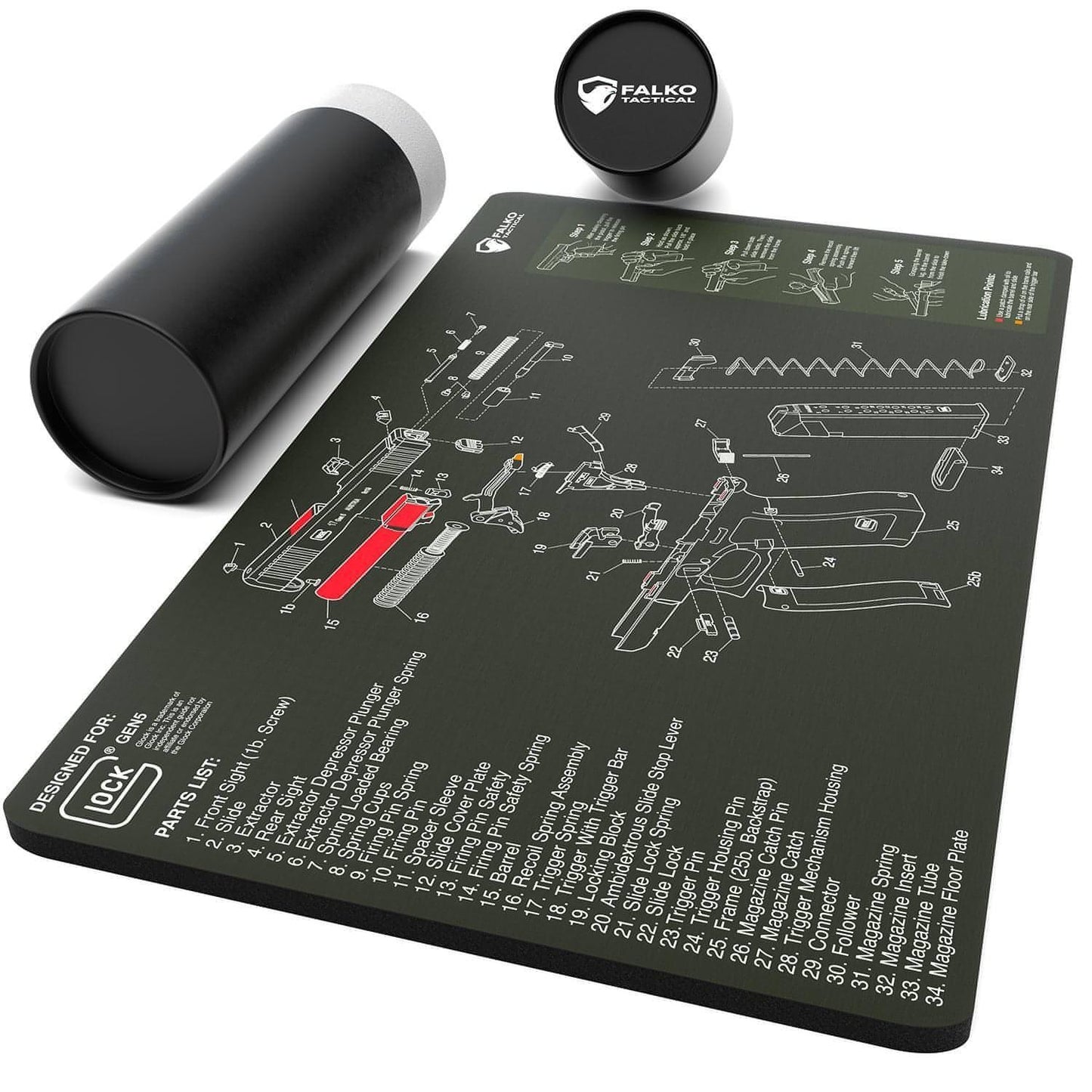 Glock Gun Cleaning Mat with Diagram