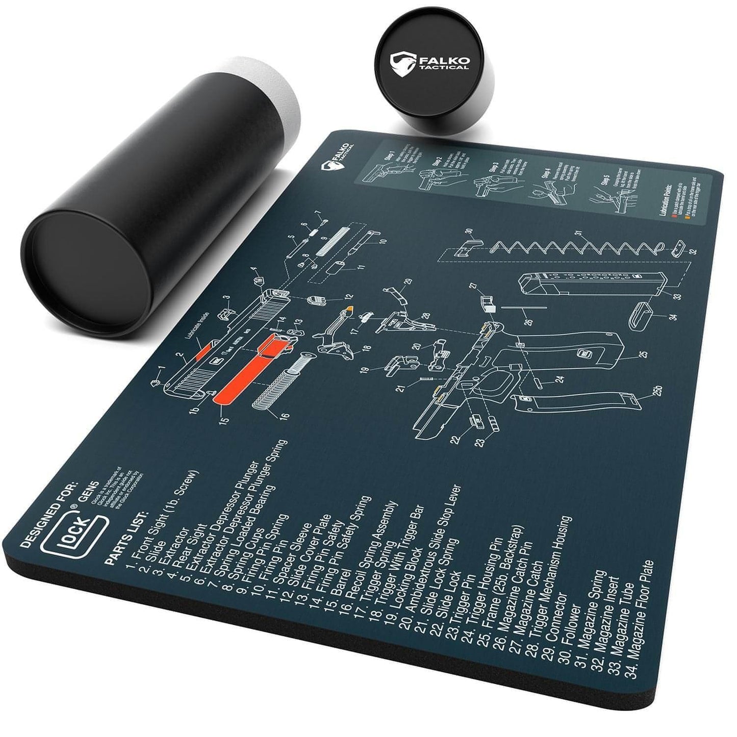Glock Gun Cleaning Mat with Diagram