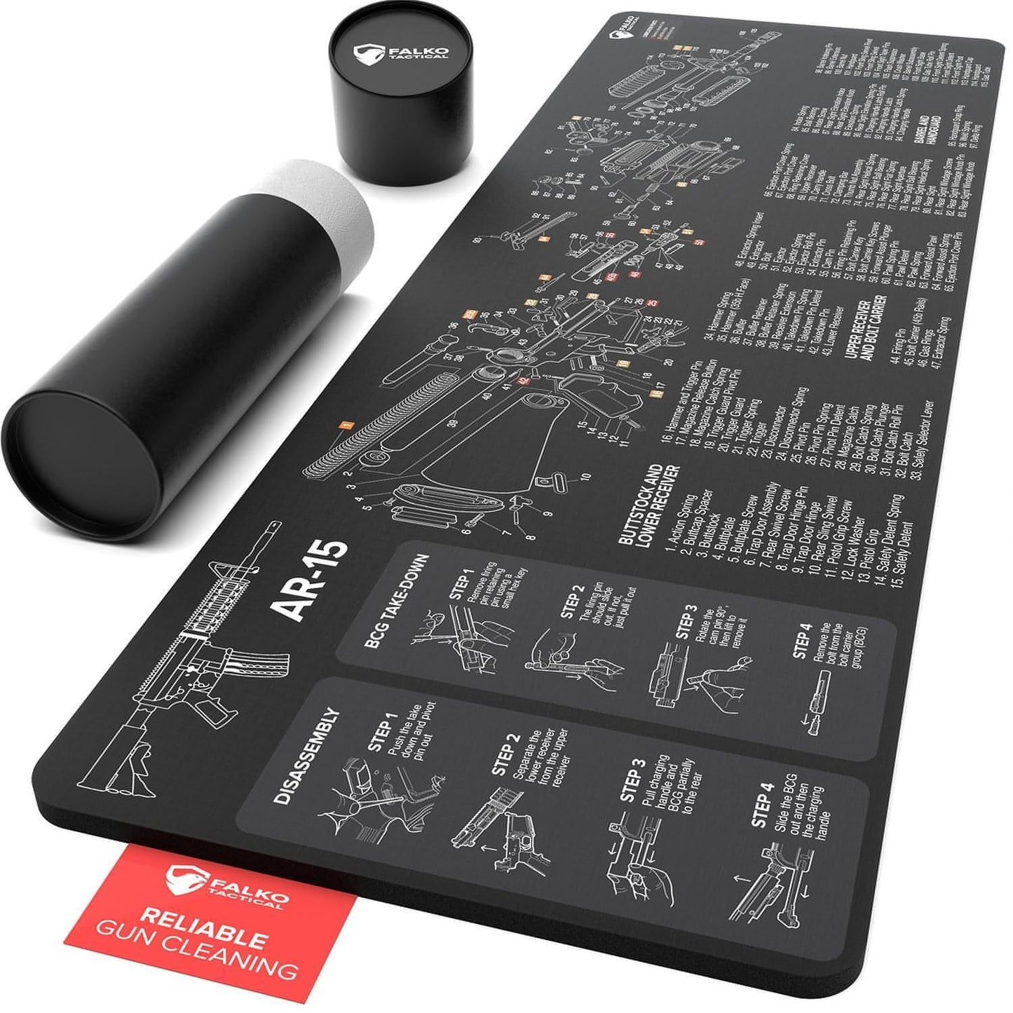 AR-15 Gun Cleaning Mat with Diagram