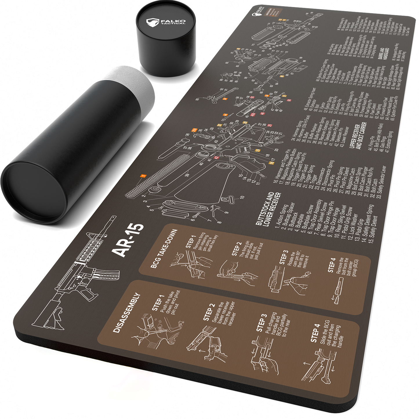 AR-15 Gun Cleaning Mat with Diagram