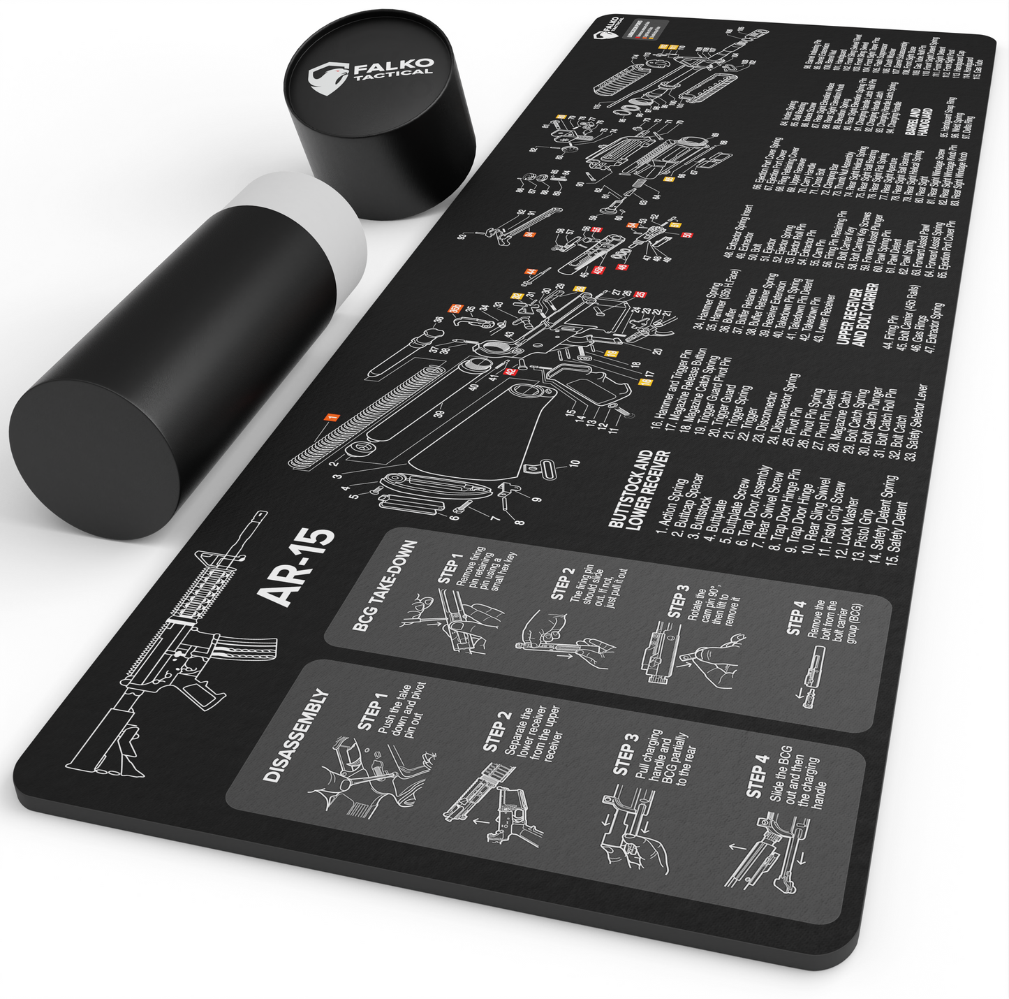 AR-15 Gun Cleaning Mat with Diagram